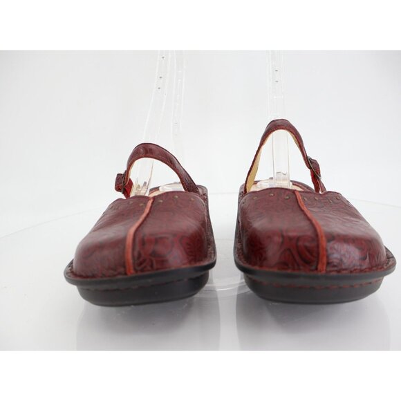 Alegria Women Tuscany Mule Clog Size 40 10 Wide Maroon Red Slip On Shoe Leather - Picture 2 of 11